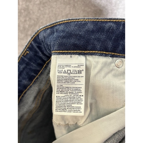 Old Navy Jean Skirt Womens Size 8 Stretch Blue Denim Raw Hem Pockets - Picture 4 of 7